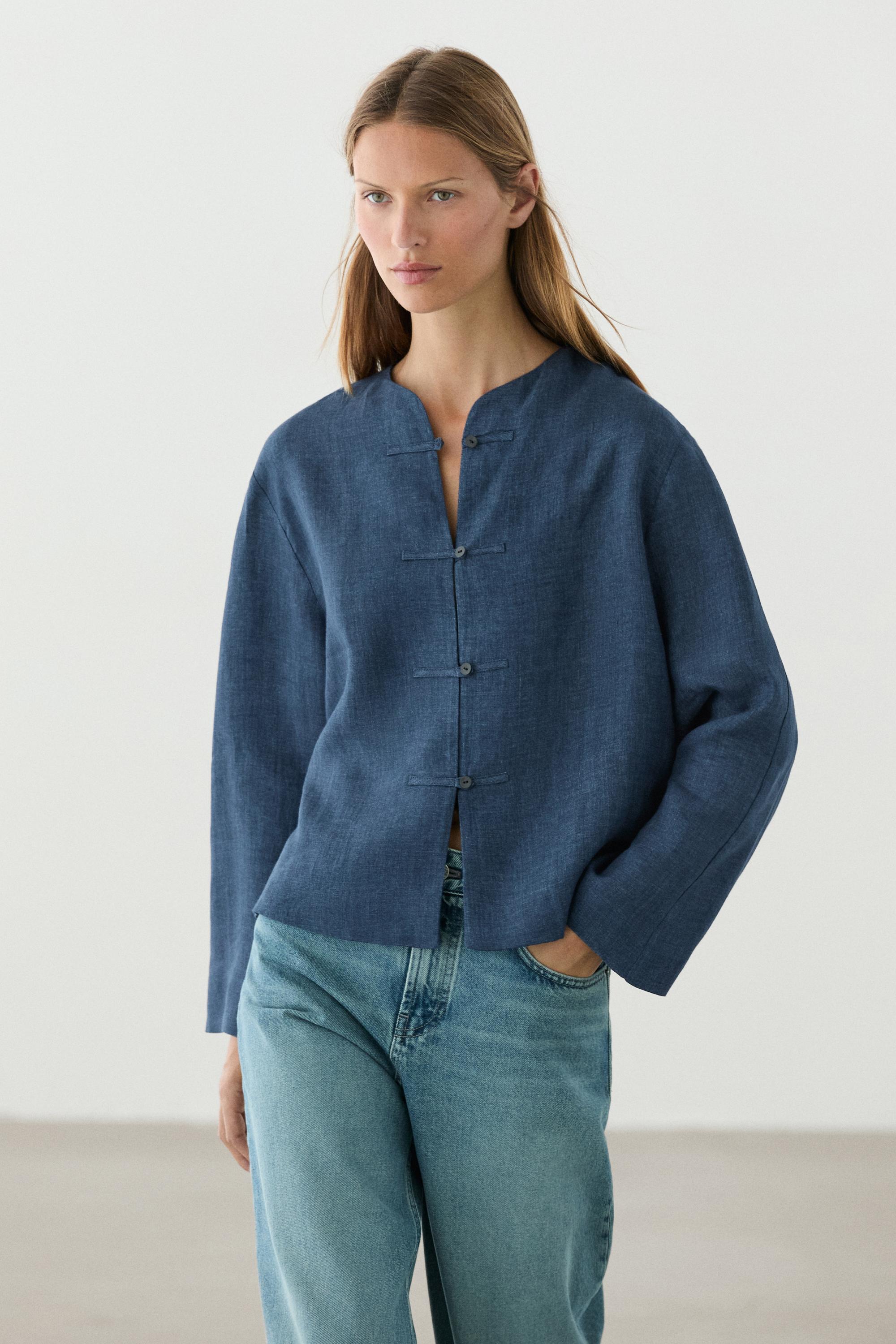 100% linen overshirt with toggle details
